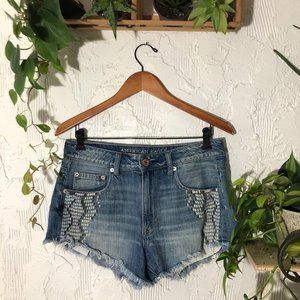 AEO Boho Painted Hi-Rise Festival Jean Shorts 8